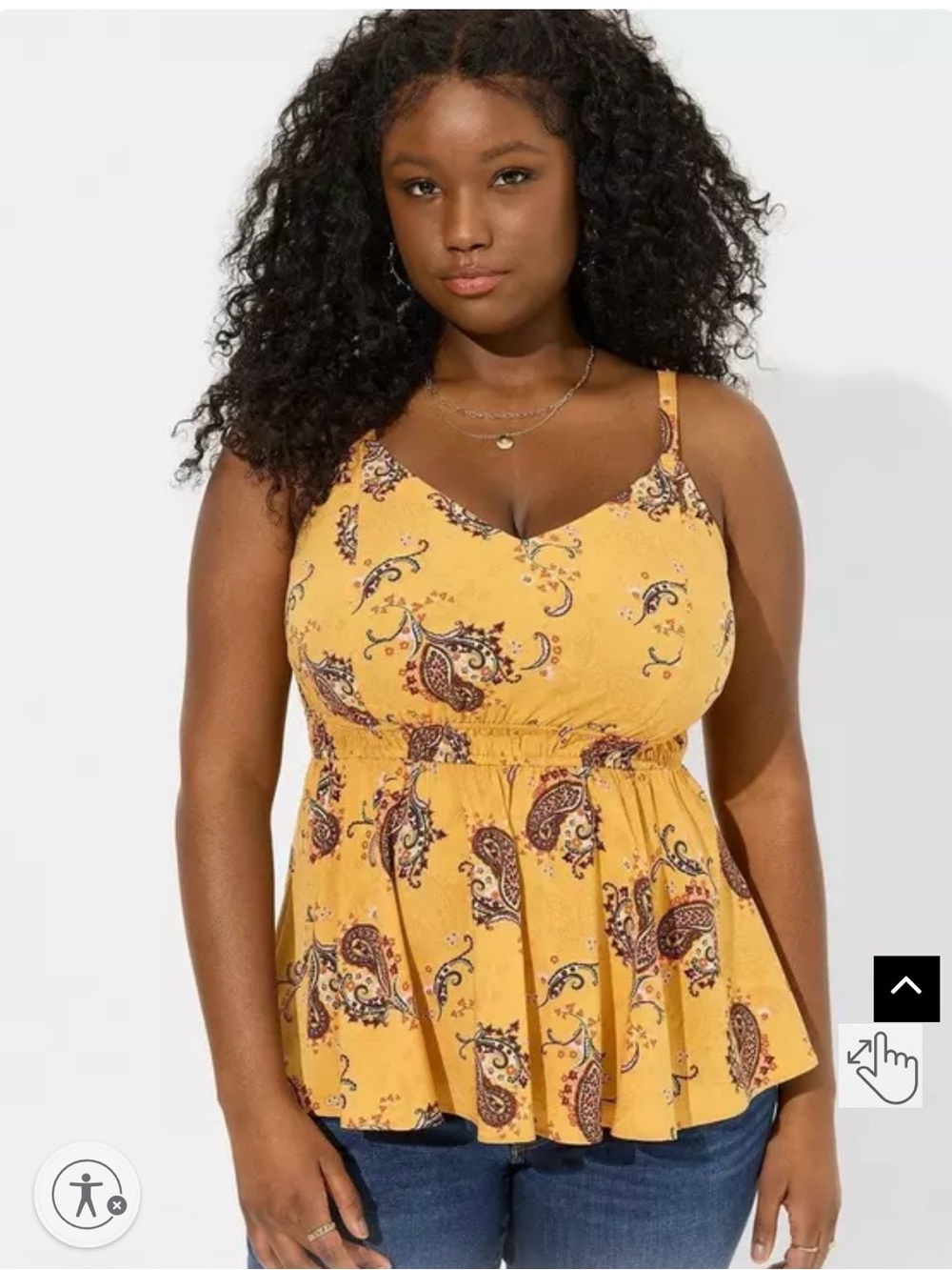 Torrid Mustard Yellow Paisley Babydoll Tank Top | Size 2 (2X)
